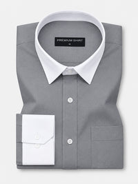 Pack of 2 Dark Grey White Collar & Maroon Formal Oxford Cotton Shirt For Men