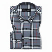 Denim Tartan Check Cotton Shirt For Men