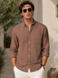 Khaki Linen Shirt For Men