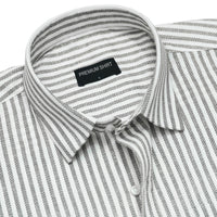 Striped shirt with a collar and label on a white background