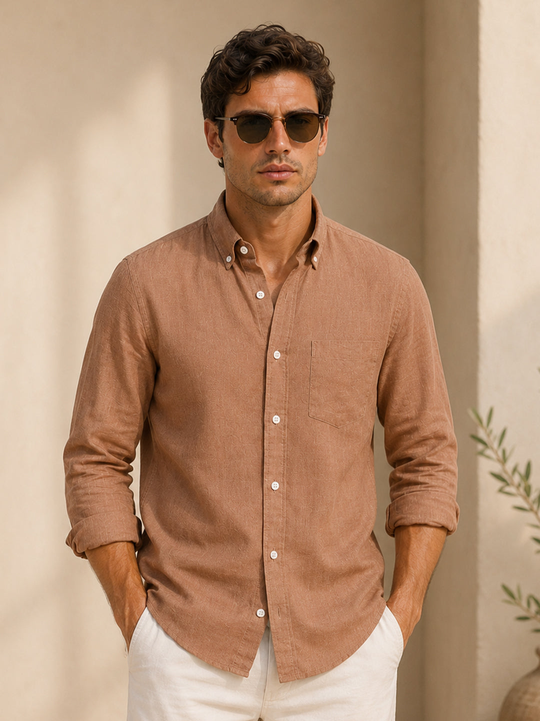 Brown Linen Shirt For Men