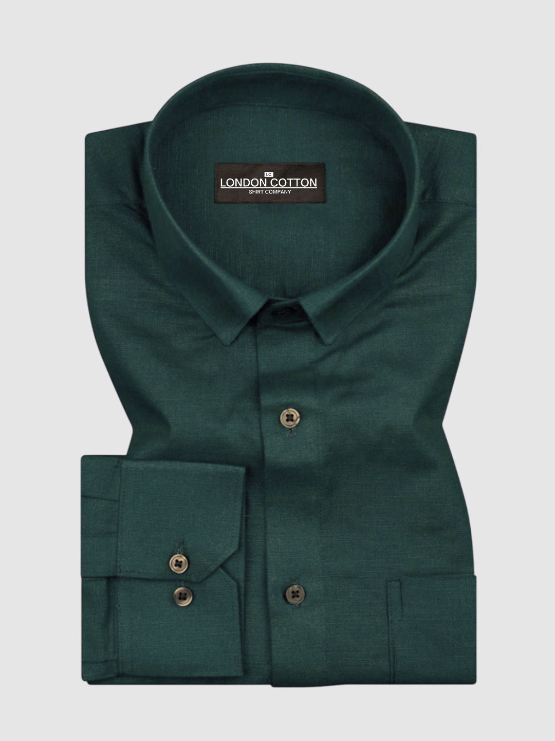Bottle Green Linear Linen Shirt