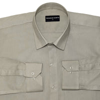 Khaki Grey Oxford Cotton Shirt For Men
