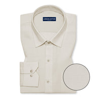 Beige Textured Linen Shirt For Men