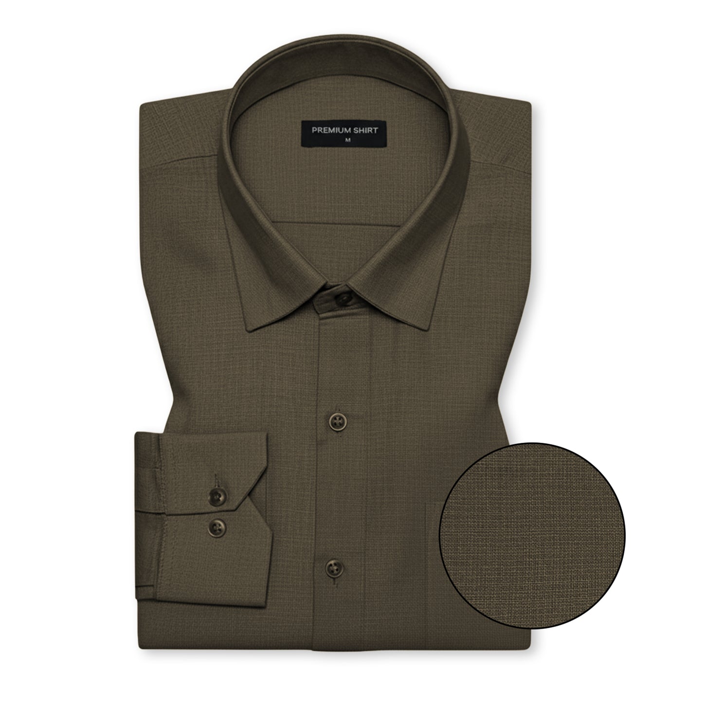 Olive Textured Linen Shirt For Men