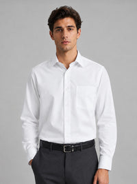 Pearl White Formal Oxford Cotton Shirt For Men
