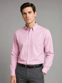 Light Pink Satin Contrast Collar Shirt for Men