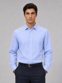 Denim Blue Formal Oxford Cotton Shirt For Men