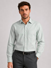 Dark Green Stripe Oxford Shirt For Men