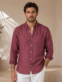 Maroon Linen Shirt For Men