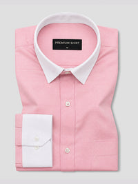Pack of 2 Pink White Collar & Cream Formal Oxford Cotton Shirt For Men