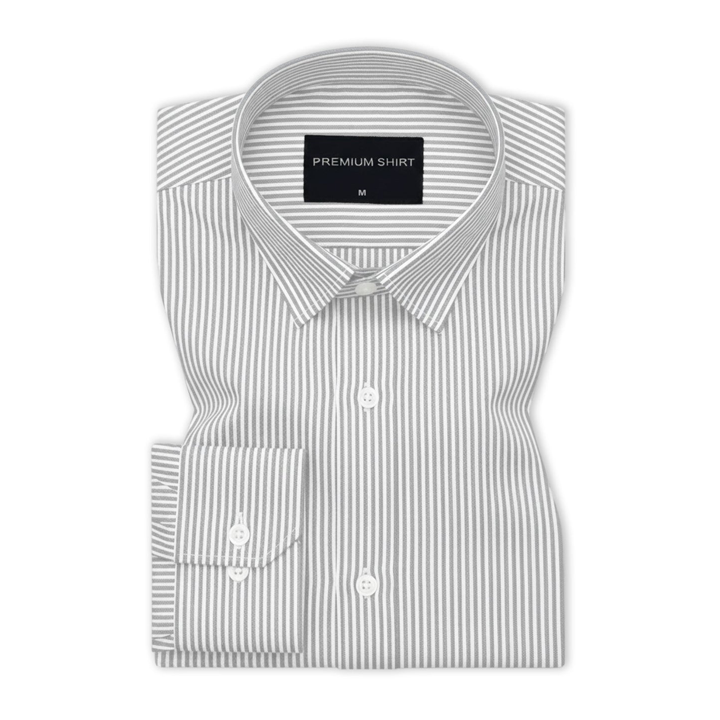 Silver Grey Stripe Oxford Shirt For Men