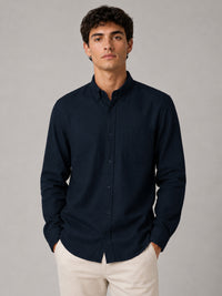 Navy Blue Linear Linen Shirt