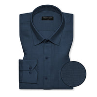 Royal Blue Textured Linen Shirt For Men