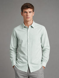 Light Green Stripe Oxford Shirt For Men