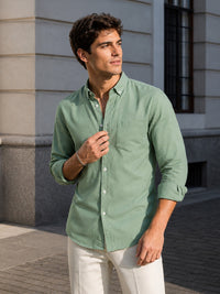 Casual Oxford Cotton Sea Green Shirt For Men