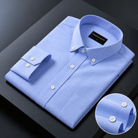 Oxford Cotton Denim Blue Shirt For Men