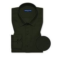 Bottle Green Textured Linen Shirt For Men