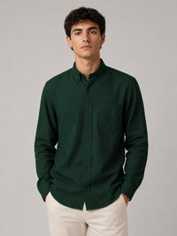 Bottle Green Linear Linen Shirt