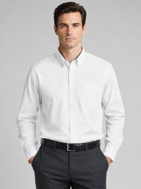 White Satin Contrast Collar Shirt for Men