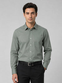 Olive Formal Oxford Cotton Shirt For Men