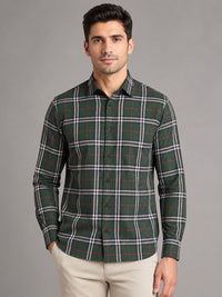 Green Tartan Check Cotton Shirt For Men