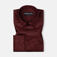 300GSM Premium Satin Shirt Combo for Men (White & Maroon)