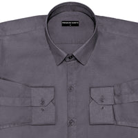 Slate Grey Oxford Cotton Shirt For Men