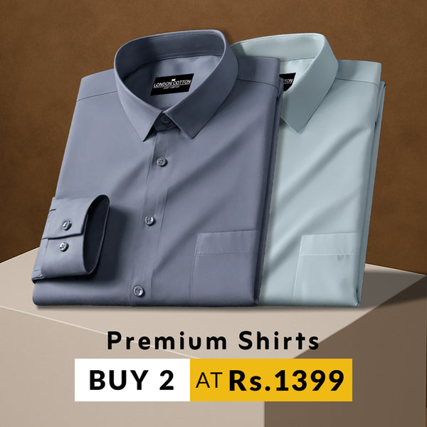 Pack of 2 Premium Cotton Solid Shirt for Man (Dark Grey, Pista)