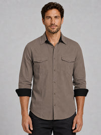 Pack Of 2 Cargo Style Khaki & Bottle Green Shirt