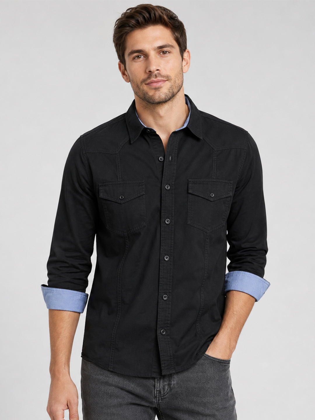 Pack Of 2 Cargo Style White & Black Shirt