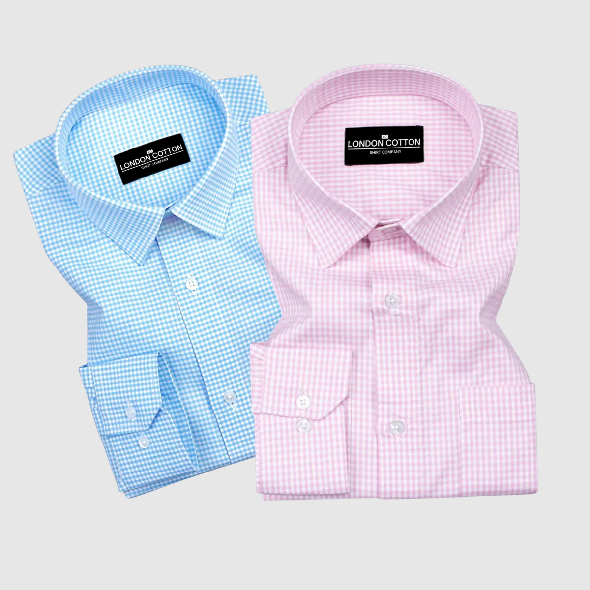 Sky Blue & Light Pink Premium Oxford Check Shirts – Pack of 2