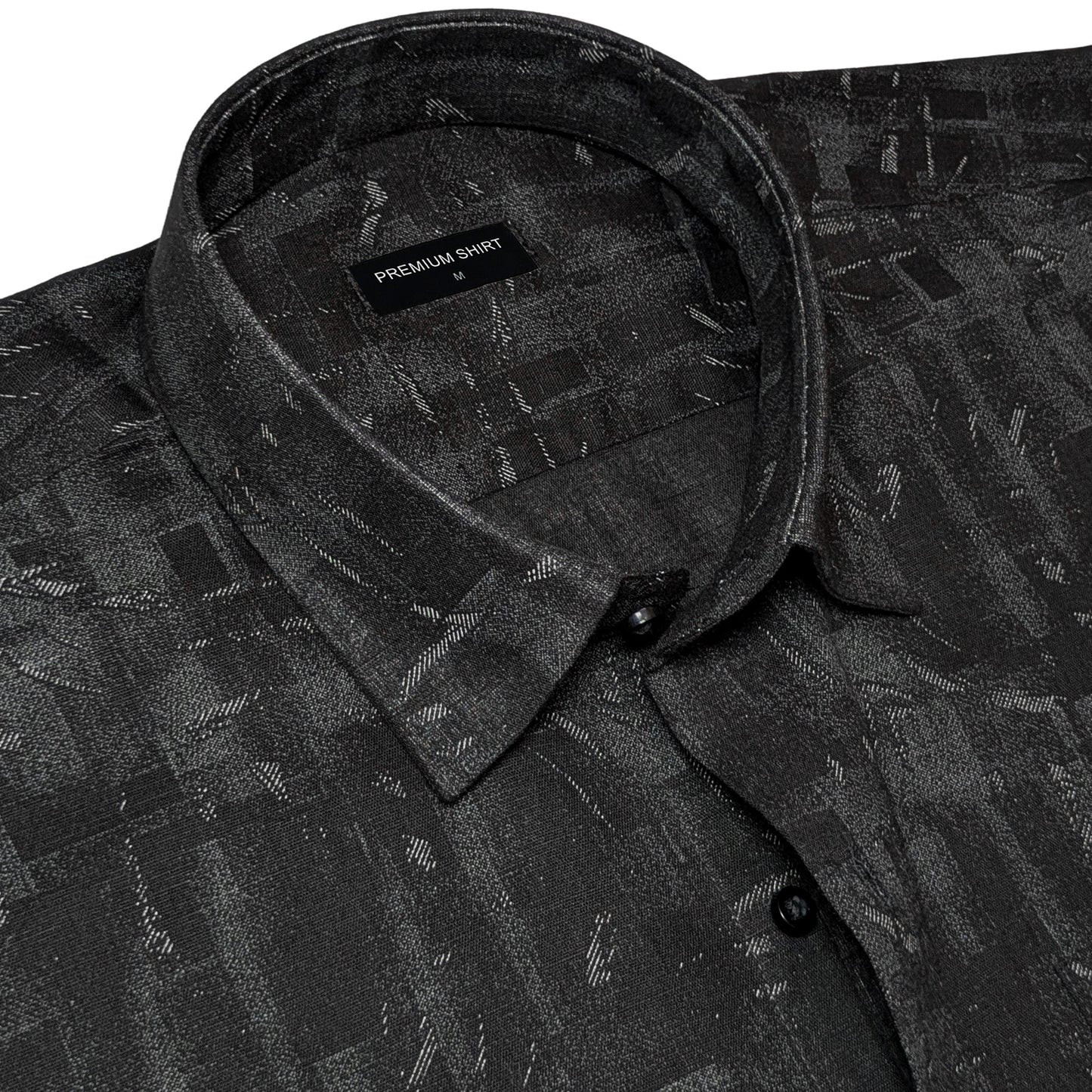 Black Abstract Linen Shirt For Men