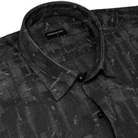 Black Abstract Linen Shirt For Men