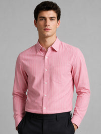 Dark Pink Pinstripe Oxford Shirt For Men