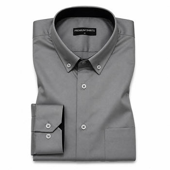 Dark Grey Satin Contrast Collar Shirt for Men