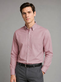 Rose Gold Satin Contrast Collar Shirt for Men
