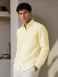 Lemon Down Button Casual Linen Shirt