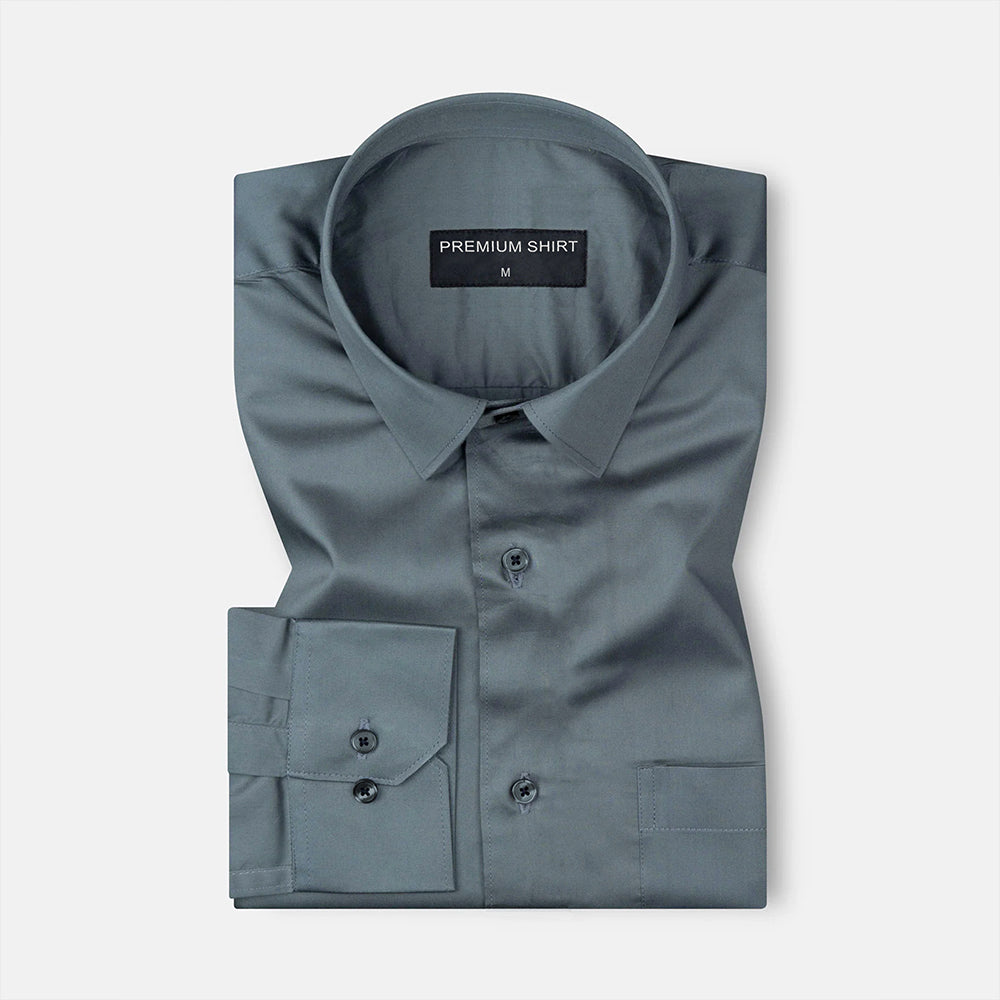 300GSM Premium Satin Shirt Combo for Men (White & Teal)