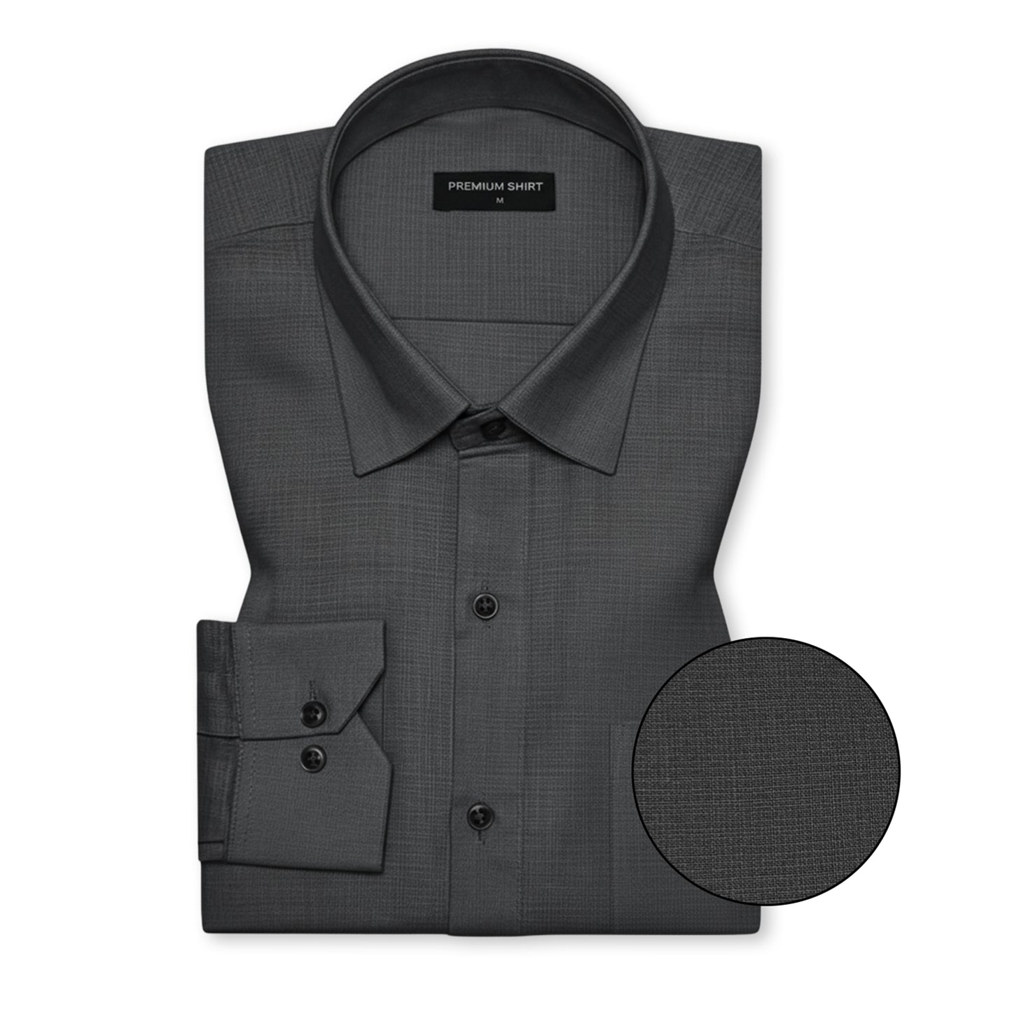 Dark Grey Textured Linen Shirt For Men