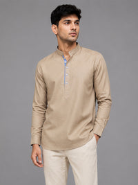Cream Short Cargo Kurta For Men