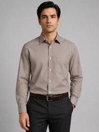 Brown Formal Oxford Cotton Shirt For Men
