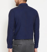 Classic Cotton Royal Blue Blend Solid Shirts For Man