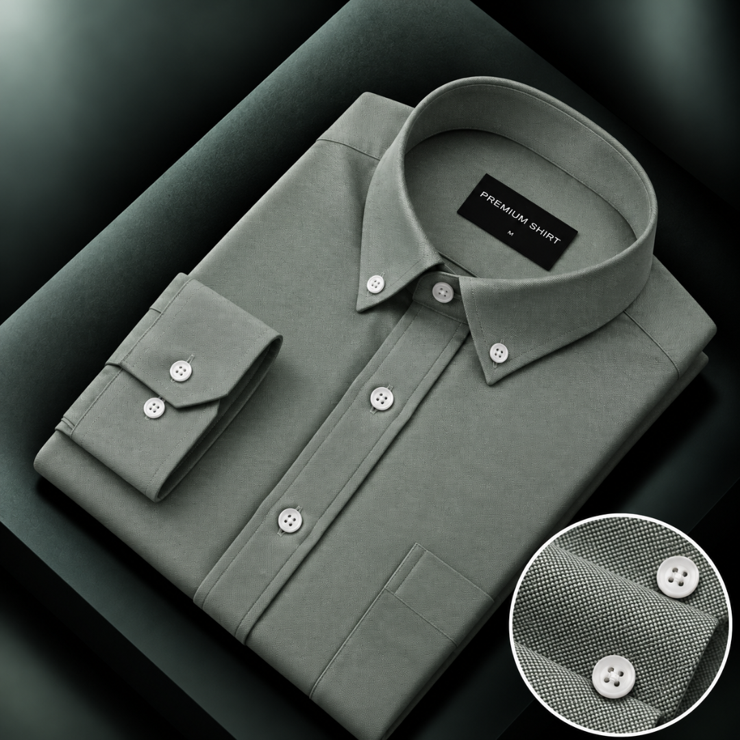 Oxford Cotton Olive Shirt For Men