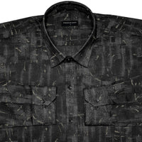 Black Abstract Linen Shirt For Men