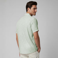 Green Swirl Printed Cuban Collar Half Sleeve Shirt For men