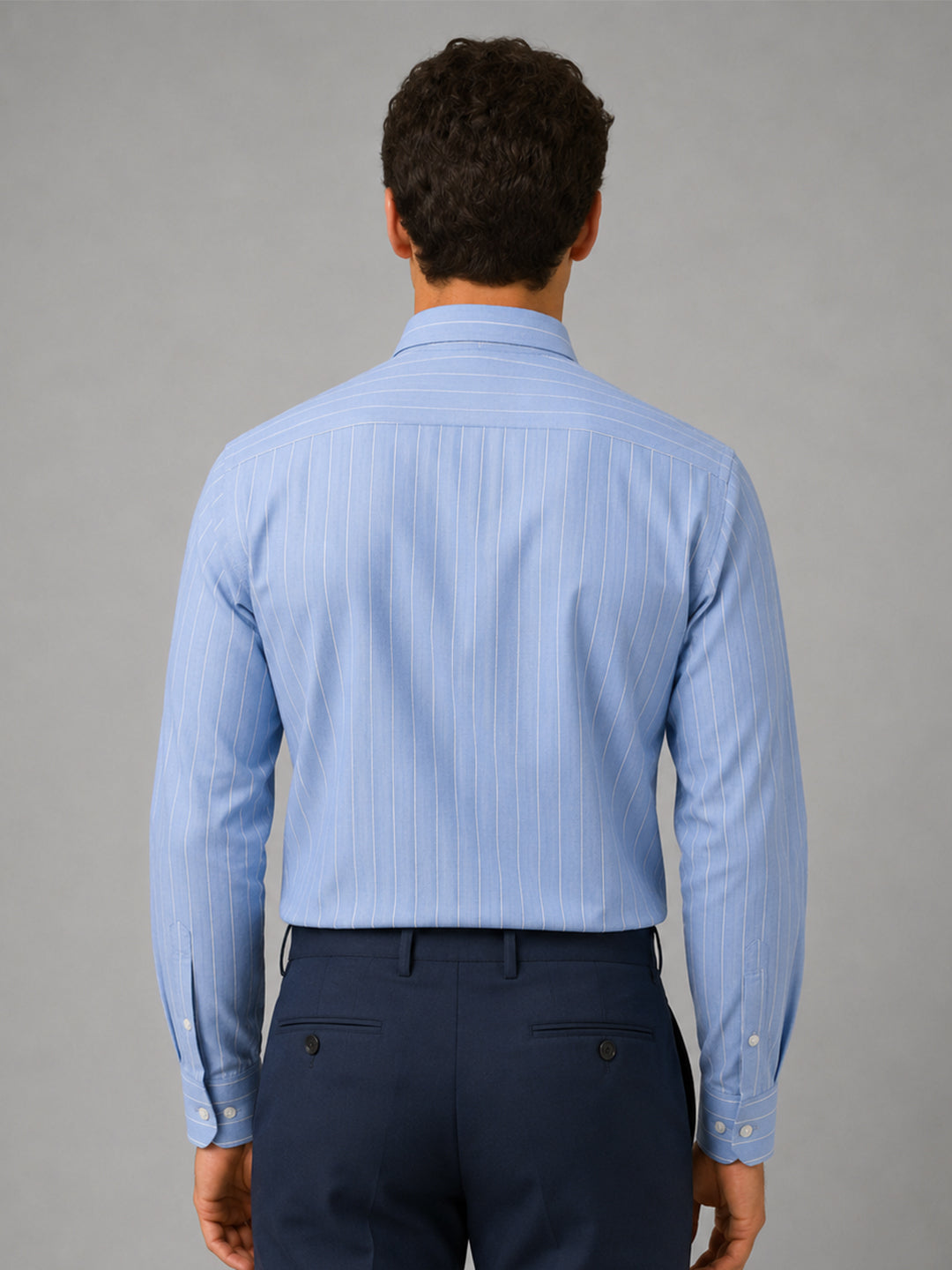 Blue Pinstripe Oxford Shirt For Men