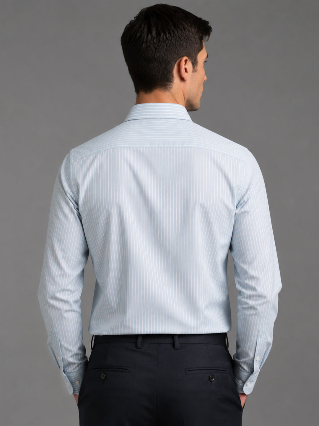 Firozi Blue Pinstripe Oxford Shirt For Men