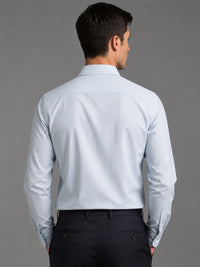 Firozi Blue Pinstripe Oxford Shirt For Men