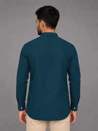 Urban Fit Royal Blue Short Linen Kurta For Men